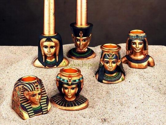 6 ASSORTED EGYPTIAN CANDLEHOLDERS (5003)