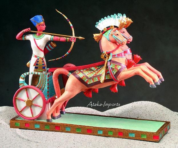 EGYPTIAN KING RAMSES II ON CHARIOT STATUE (5121s)