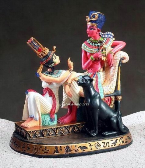 EGYPTIAN KING TUT & HIS WIFE STATUE (5131s)
