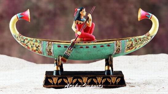 EGYPT-EGYPTIAN GIRL ON BOAT STATUE (6068)