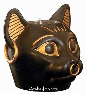 BAST-EGYPTIAN BASTET CANDLEHOLDER-FINEST (6111)