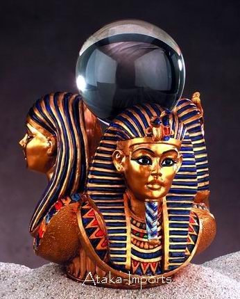 3 GOLD MASK OF KING TUT STATUE w ORB (5004)