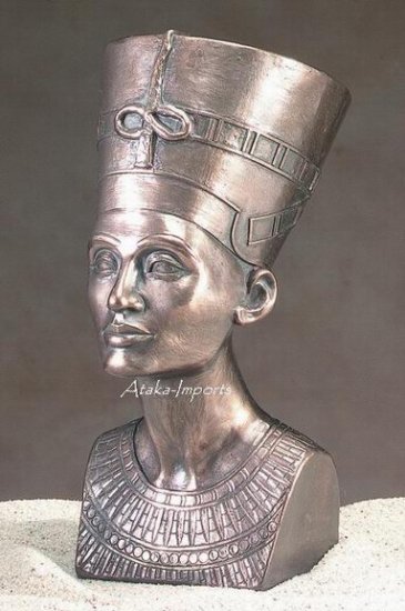 EGYPTIAN QUEEN NEFERTITI-BRONZE-BUST (5124)
