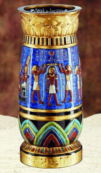 EGYPTIAN GOD & GODDES VASE -GORGEOUS (6052s)