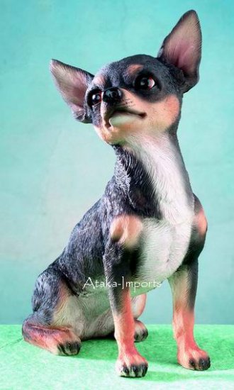 BLACK CHIHUAHUA DOG FIGURINE-STATUE (4965)