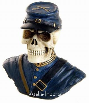 U.S. NORTH -CIVIL WAR SOLDIER SKULL-SKELETONS FIGURINE-HALLOWEEN (6390)