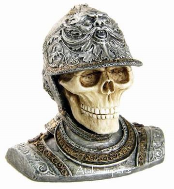 MEDIEVAL KNIGHT SKULL-SKELETONS FIGURINE-STATUE-HALLOWEEN (6386)