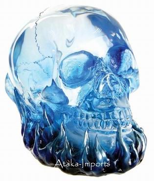 COOL-BLUE FLAME TRANSLUCENT SKULL w FLASHING LED (6402)