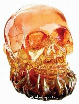 RED FLAMING TRANSLUCENT SKULL w LED-BIZARRE (6401)