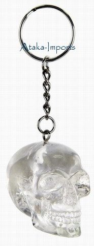 CLEAR TRANSLUCENT SKULL KEY CHAIN-NEAT-HALLOWEEN (6396)