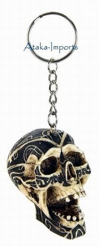 TRIBAL TATTOO SKULL KEY CHAIN-CAR KEYCHAIN-COOL-HALLOWEEN (6399)