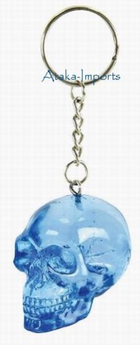 BLUE TRANSLUCENT SKULL KEY CHAIN-BUY NOW-NEW-HALLOWEEN (6397d)