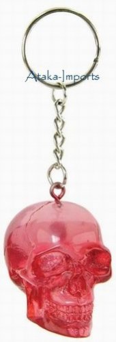 RED-TRANSLUCENT SKULL KEY CHAIN-BUY NOW-NEW-HALLOWEEN (6398d)