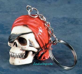 PIRATE SKULL KEYCHAIN-KEY CHAIN-SKELETON-NEAT-COOL-HALLOWEEN (5832d)