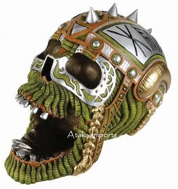 VIKING SKULL ASHTRAY-STATUE-NEAT-HALLOWEEN (6410)