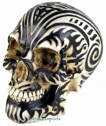 MONEY BANK-TATTOO MOARI RAM SKULL STATUE-BIZARRE (6413)