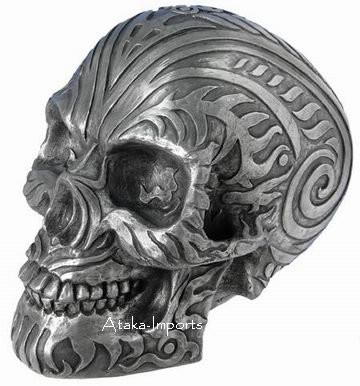 MOARI RAM SKULL STATUE -SILVER -BUY NOW-NEW (6414)