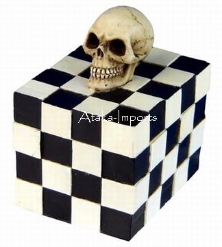 SKULL CHECKER BOX-SKELETONS-NEAT-NEW (6403)