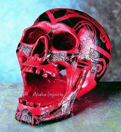 RED HUMAN SKULL ASHTRAY-TATTOO-THRILLING-WEIRD-BIZARRE HALLOWEEN (4882s)