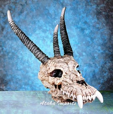 14" DRAGON SKULL-SKELETONS-STATUE-COOL HALLOWEEN (4874)