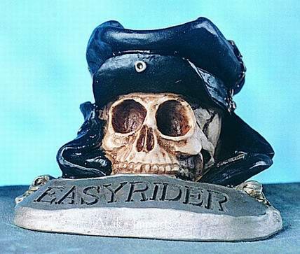 HARLEY DAVISON-EASY RIDER-SKULL FIGURINE-MOTORCYCLIST (4727)