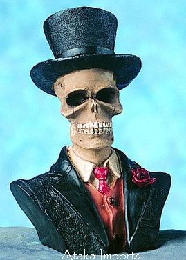 GROOM SKULL-SKELETONS FIGURINE-BUST CAKE TOPPER (4373)