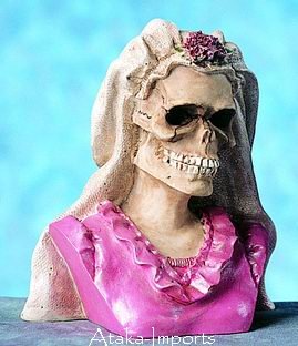 BRIDE-BRIDAL SKULL-SKELETONS CAKE TOPPER-FIGURINE-SALE (4371)