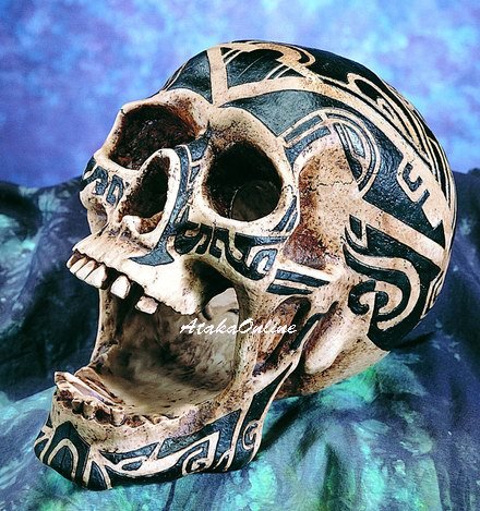 TATTOO TRIBAL SKULL FIGURINE-SKELETONS STATUE-WOW-HALLOWEEN (6406)