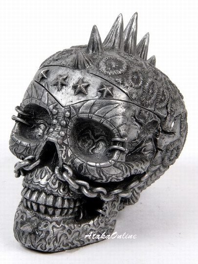 PUNK ROCK SKULL ASHTRAY-METALLIC COLOR-HANDPAINTED (6515)