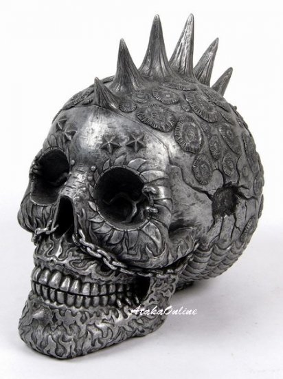 PUNK ROCK SKULL -METALLIC COLOR-HANDPAINTED-DECOR (6513)