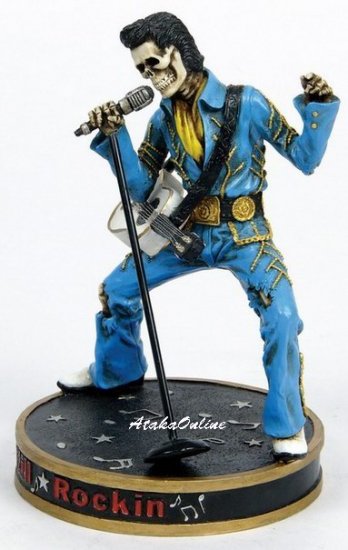 ELVIS PRESLEY SKELETON FIGURINE-ROCK'N ROLL-KING-STILL ROCKING (6502)