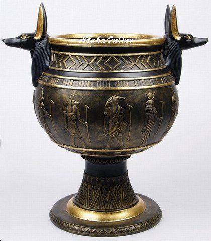 ANCIENT EGYPTIAN ANUBIS FLOWER POT-VASE-GORGEOUS (6480)