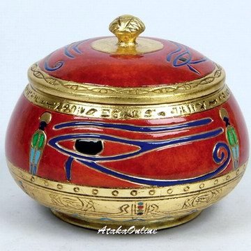 EYE OF HORUS-RA-EGYPTIAN RED SUGAR JAR-CERAMIC (6483)