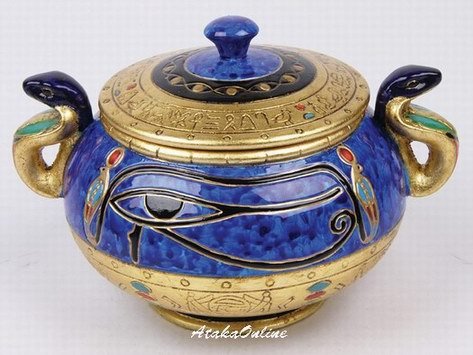 EYE OF HORUS-RA-EGYPTIAN COBRA SUGAR JAR-CERAMIC (6485)