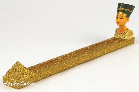NEFERTITI INCENSE BURNER W PYRAMID-FIGURINE (6468)