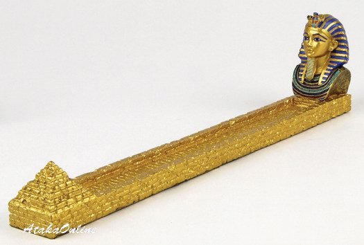 KING TUT INCENSE BURNER W PYRAMID-FIGURINE-GOLDEN (6473)