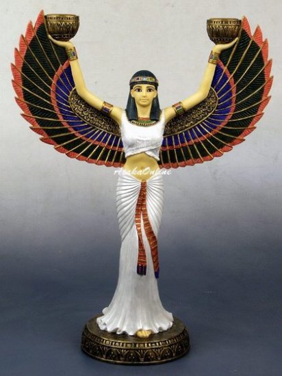 CLEOPATRA CANDLE HOLDER-OPEN WINGS-COLORFUL (6476)