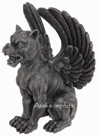 WINGED LIONESS GARGOYLE STATUE-GOTHIC (6315)