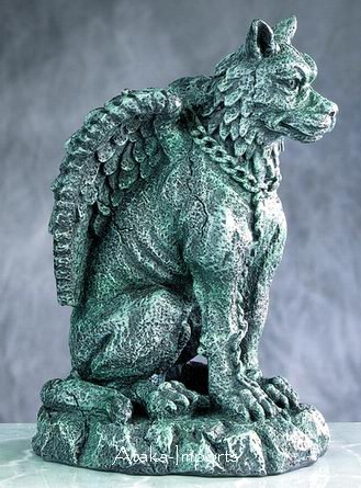GOTHIC-GARGOYLE w FEATHERED WINGS STATUE-NEAT-GORGEOUS (4991)