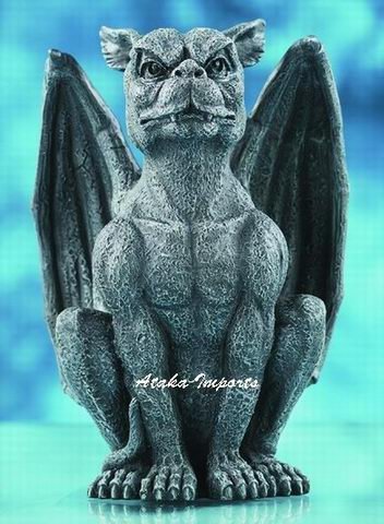 CROUNCHING GARGOYLE w WINGS STATUE-GOTHIC-GORGEOUS (5992)