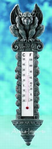 GOTHIC-GARGOYLE THERMOMETER-ANTIQUE STYLE-NEAT (6028s)
