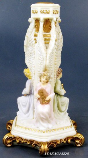 HANDPAINTED ANGEL CANDLE HOLDER-CANDLEHOLDER FIGURINE-STATUE PLAYING INSTRUMENTS (6427)