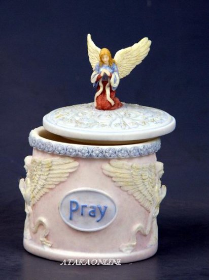 HANDPAINTED ANGEL PRAYER BOX FIGURINE-STATUE (6431)