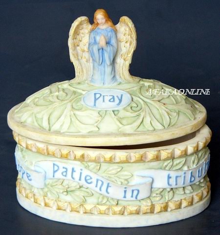 HANDPAINTED ANGEL PRAYER BOX FIGURINE-STATUE (6432)