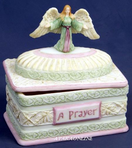 HANDPAINTED ANGEL PRAYER BOX FIGURINE-STATUE (6433)