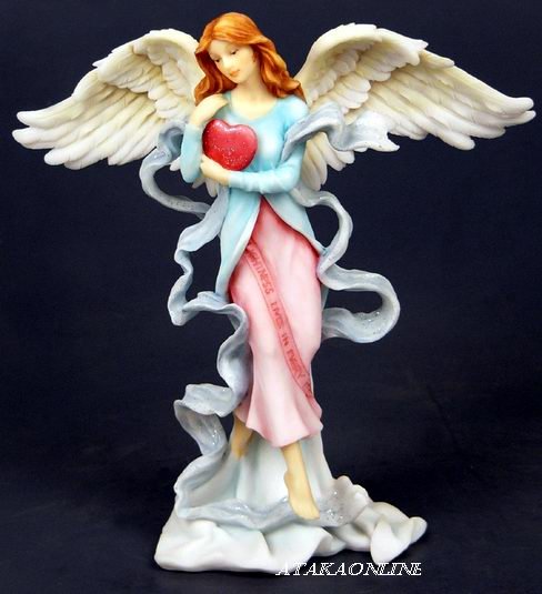 HANDPAINTED ANGEL W LOVING HEART FIGURINE-STATUE (6436)