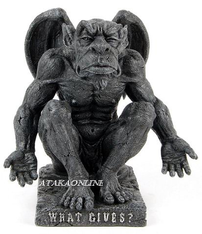GARGOYLE-WAHT GIVES-GESTURE-SARCASM-IRONY-HUMUROUS-GOTHIC (6547)