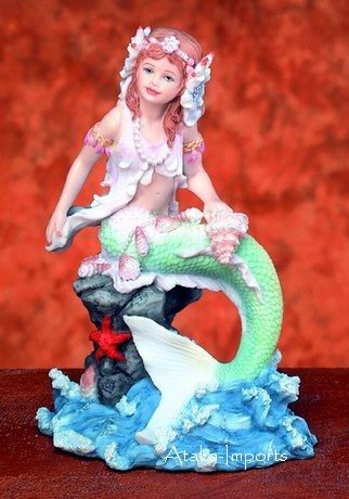 MERMAID FIGURINE-STARFISH & SEASHELL-OCEAN (5725)