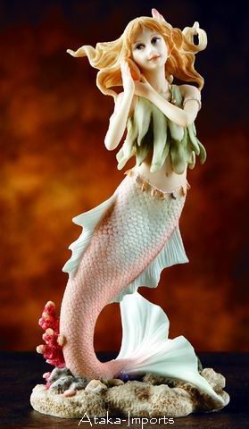 MERMAID STATUE-FIGURINE-LISTENING TO CONCH-GRACE (5857)