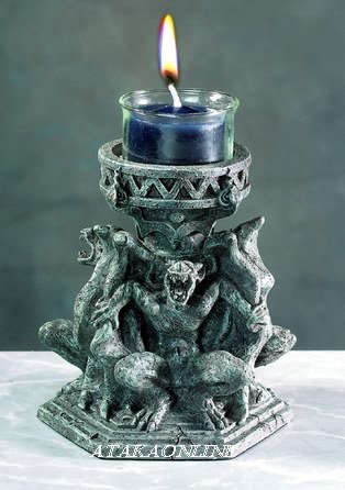 THREE GARGOYLE VOTIVE HOLDER-CANDLE HOLDER-GOTHIC (5533)